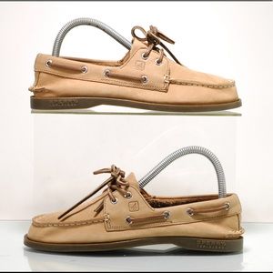 SPERRY Authenstic Boat Shoe Kids Size 5.5 Sahara Tan Leather 2-Eye Loafer.